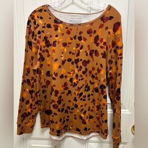 Westbound Rust Animal Print Long Sleeve Top
